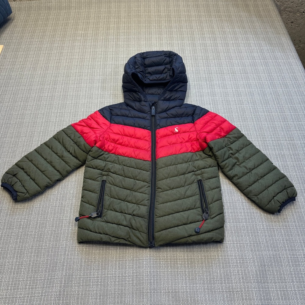 Joules Rain Collection Puffer Jacket Kids 6Y Colorblock Packable *